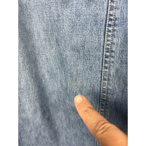 Faded Glory Denim Jean Midi Skirt 14 Blue Straight Modest Boho Cottage (Spots) - Picture 5 of 7